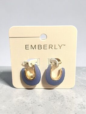 Emberly Gold-Trim Lavender Hoop Earrings